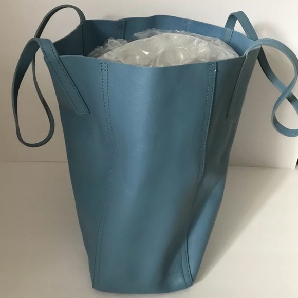 SHINOLA DETROIT MEDIUM SHOPPER TOTE DEMIN BLUE LEATHER RARE BEACH TRAVEL NEW - Picture 5 of 11